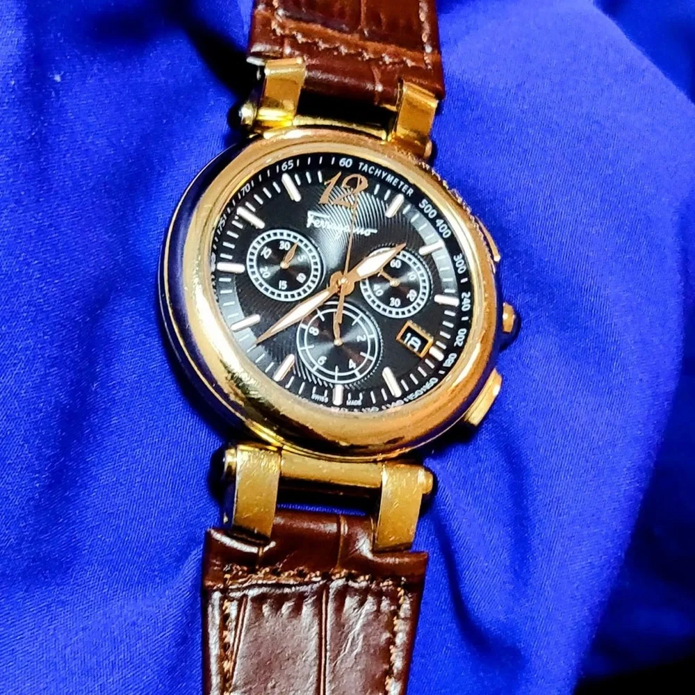 Salvatore Ferragamo F13 Firenze Idillio 45mm Gold Tone Swiss Made Men's Watch